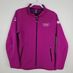 Anta Jacket Womens M Purple Youth Olympic Games Full Zip Softshell‎ Fleece